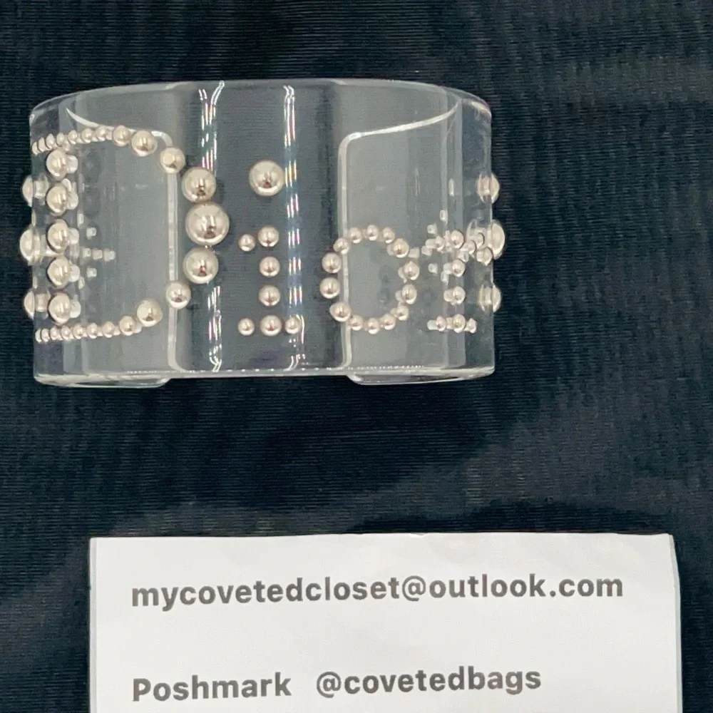 Dior Silver Studded Clear Cuff Bracelet w/COA! Gorgeous! Excellent Condition! - Picture 2 of 10